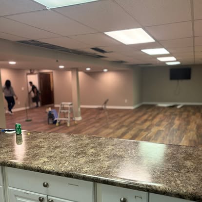 The newly renovated downstairs fellowship hall
